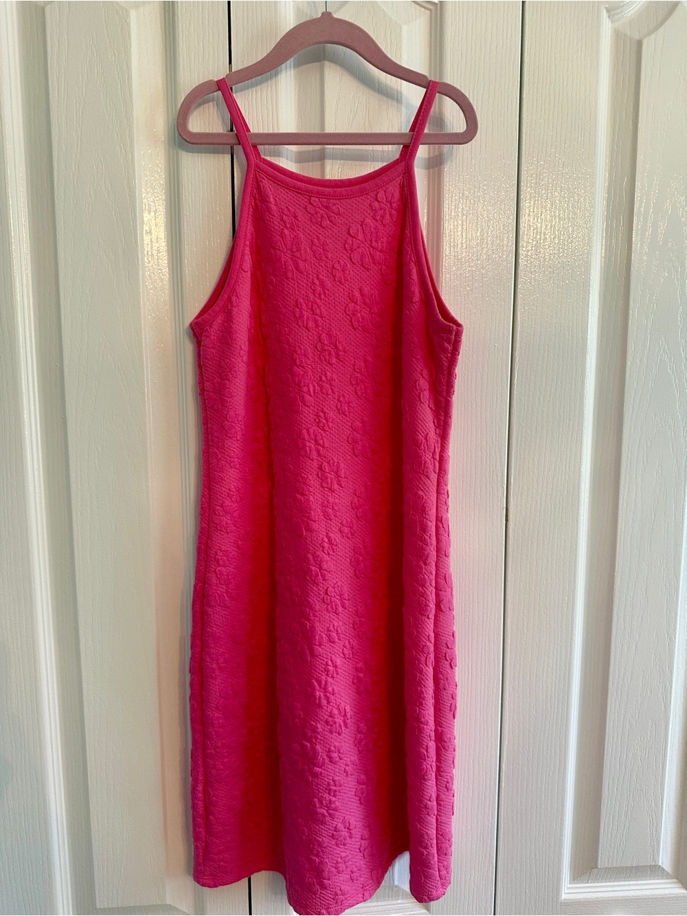 art class Bright Pink Textured Spaghetti Strap Dress